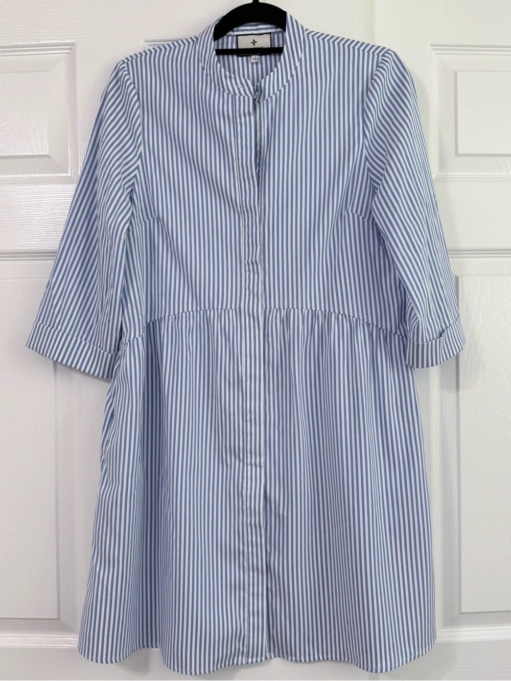 Tuckernuck Blue Stripe Royal Shirt Dress Small Mini Pockets